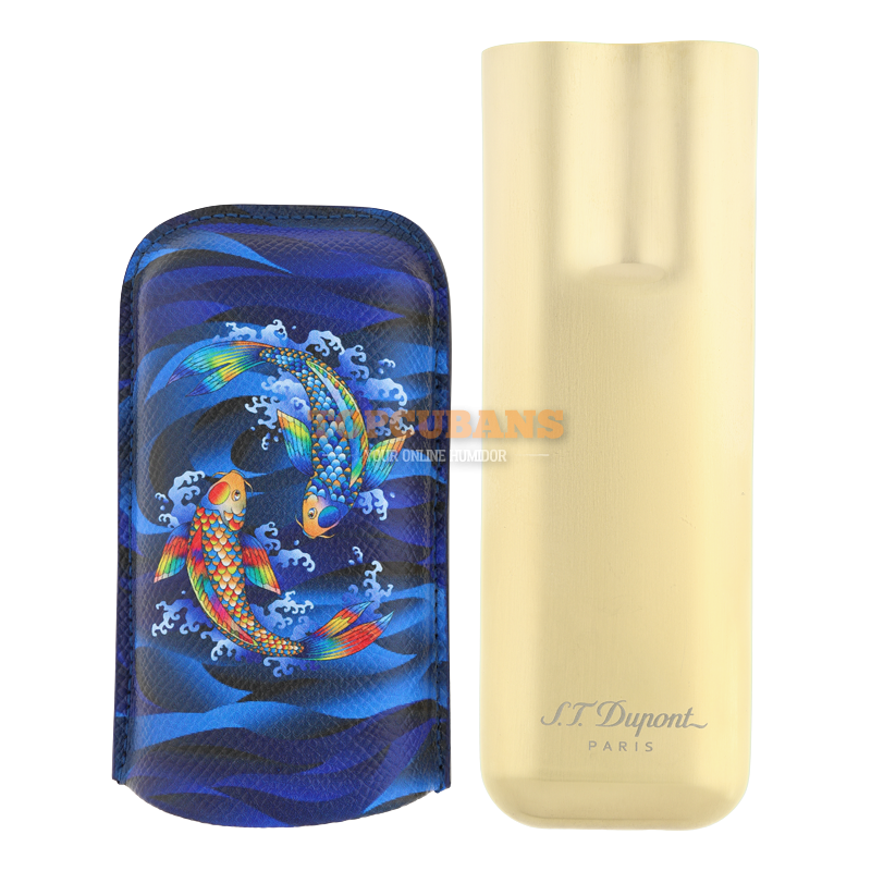 ST DUPONT Metal Base Cigar Case - Koi Fish Blue&gold - 2 Cigare Box ...